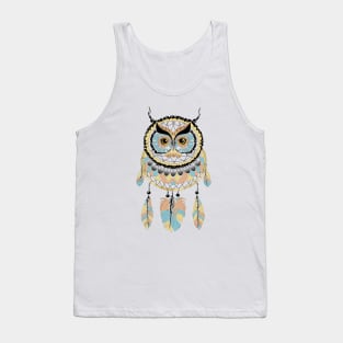 Boho Owl and Feathers Dreamcatcher Tank Top